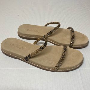 NIB Madewell bare slide sandals in snake embossed leather 8.5 AM237